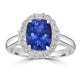 2.35ct AAAA Cushion Tanzanite Ring With 0.55 cttw Diamond in 14K White Gold