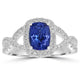 1.52ct AAAA Cushion Tanzanite Ring With 0.53 cttw Diamond in 14K White Gold
