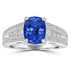 1.77ct AAAA Cushion Tanzanite Ring With 0.45 cttw Diamond in 14K White Gold