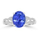 3.2ct AAAA Oval Tanzanite Ring With 0.16 cttw Diamond in 14K White Gold
