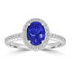 1.35ct AAAA Oval Tanzanite Ring With 0.3 cttw Diamond in 14K White Gold