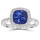 2.15ct AAAA Cushion Tanzanite Ring With 0.51 cttw Diamond in 14K White Gold