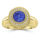 1.94ct AAAA Round Tanzanite Ring With 0.45 cttw Diamond in 18K Yellow Gold