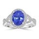 2.33ct AAAA Oval Tanzanite Ring With 0.24 cttw Diamond in 14K White Gold