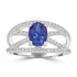 1.34ct AAAA Oval Tanzanite Ring With 0.48 cttw Diamond in 14K White Gold