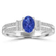 0.72ct AAAA Oval Tanzanite Ring With 0.14 cttw Diamond in 18K White Gold