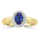 0.82ct AAAA Oval Tanzanite Ring With 0.09 cttw Diamond in 14K Yellow Gold