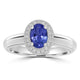 0.72ct AAAA Oval Tanzanite Ring With 0.09 cttw Diamond in 18K White Gold