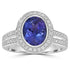 1.92ct AAAA Oval Tanzanite Ring With 0.3 cttw Diamond in 14K White Gold