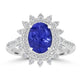 1.84ct AAAA Oval Tanzanite Ring With 0.5 cttw Diamond in 14K White Gold