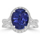 4.53ct AAAA Oval Tanzanite Ring With 0.65 cttw Diamond in 14K White Gold
