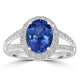 2.2ct AAAA Oval Tanzanite Ring With 0.51 cttw Diamond in 14K White Gold