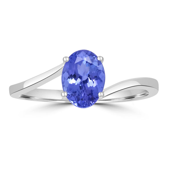 1.25ct AAAA Oval Tanzanite Ring in 14K White Gold