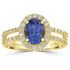 1.45ct AAAA Oval Tanzanite Ring With 0.41 cttw Diamond in 14K Yellow Gold