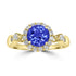 2ct AAAA Round Tanzanite Ring With 0.47 cttw Diamond in 14K Yellow Gold