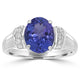 3ct AAAA Oval Tanzanite Ring With 0.15 cttw Diamond in 14K White Gold
