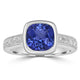 2.26ct AAAA Cushion Tanzanite Ring With 0.3 cttw Diamond in 14K White Gold