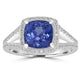 1.98ct AAAA Cushion Tanzanite Ring With 0.39 cttw Diamond in 14K White Gold