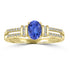 0.7ct AAAA Oval Tanzanite Ring With 0.1 cttw Diamond in 14K Yellow Gold