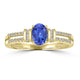 0.7ct AAAA Oval Tanzanite Ring With 0.1 cttw Diamond in 14K Yellow Gold