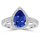 1.92ct AAAA Pear Tanzanite Ring With 0.32 cttw Diamond in 14K White Gold