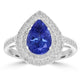 2.11ct AAAA Pear Tanzanite Ring With 0.45 cttw Diamond in 14K White Gold