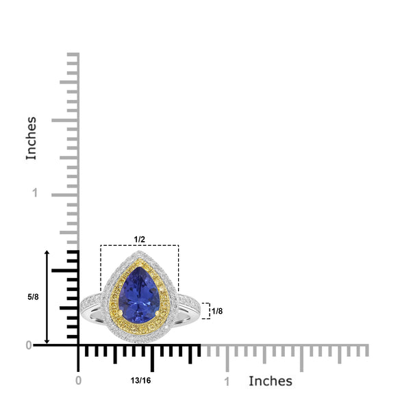 2.52ct AAAA Pear Tanzanite Ring With 0.46 cttw Diamond in 14K Two Tone