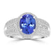 2.12ct AAAA Oval Tanzanite Ring With 0.56 cttw Diamond in 14K White Gold