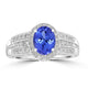 1.23ct AAAA Oval Tanzanite Ring With 0.38 cttw Diamond in 14K White Gold