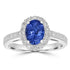 1.8ct AAAA Oval Tanzanite Ring With 0.45 cttw Diamond in 14K White Gold