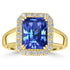 3.62ct AAAA Emerald Cut Tanzanite Ring With 0.38 cttw Diamond in 14K Yellow Gold
