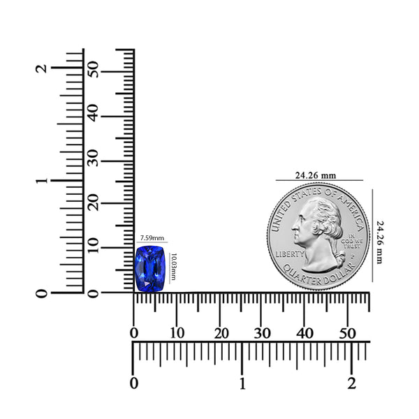 3.30ct AAAA Cushion Tanzanite Gemstone 10.03x7.59mm