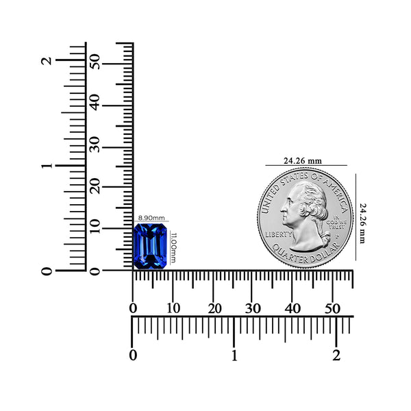 4.91ct Emerald Cut Certified AAAA Tanzanite Gemstone 11.00x8.90mm