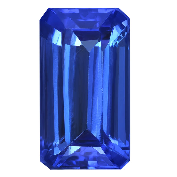 6.27ct Emerald cut Certified AAAA Tanzanite Gemstone 14.09x7.89mm