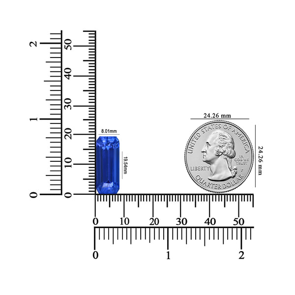 6.13ct Emerald cut Certified AAAA Gemstone Tanzanite 19.54x8.01mm