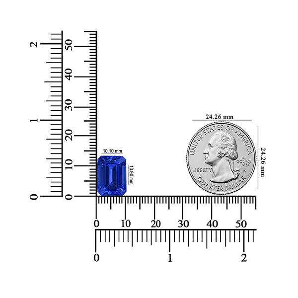 10.19ct Emerald cut Certified AAAA Tanzanite Gemstone 13.90x10.10mm