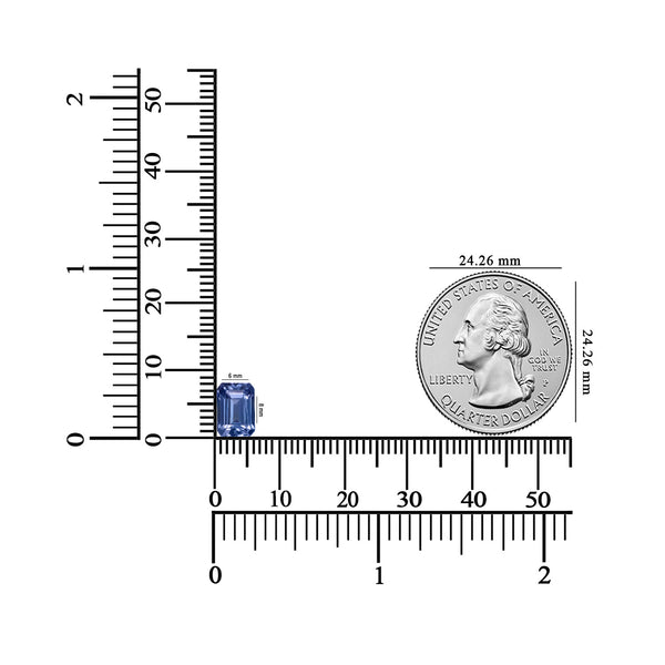 1.75ct AA Emerald cut Certified Tanzanite Gemstone 8.00x6.00mm