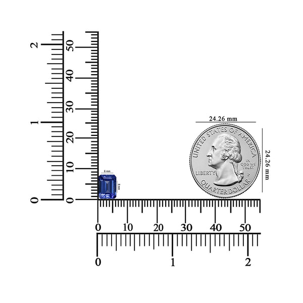 1.75ct AAA Emerald cut Certified Tanzanite Gemstone 8.00x6.00mm