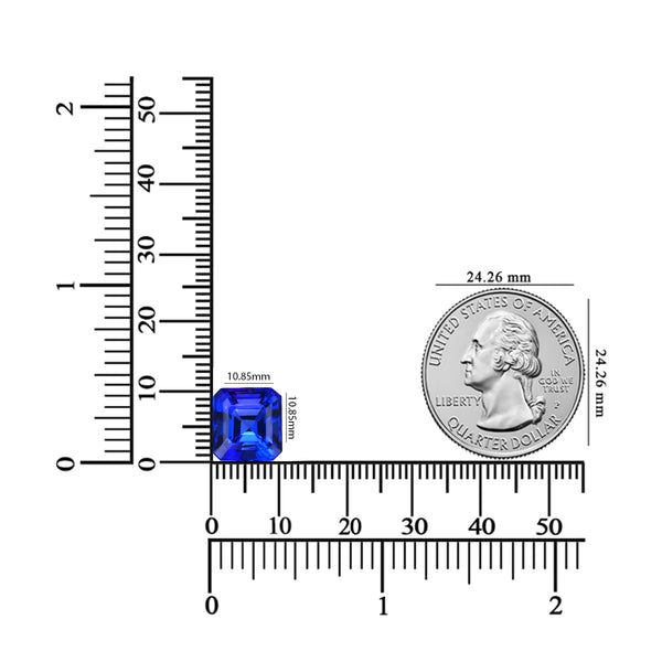 8.55ct AAAA Emerald Cut Tanzanite Gemstone 10.85x10.85mm