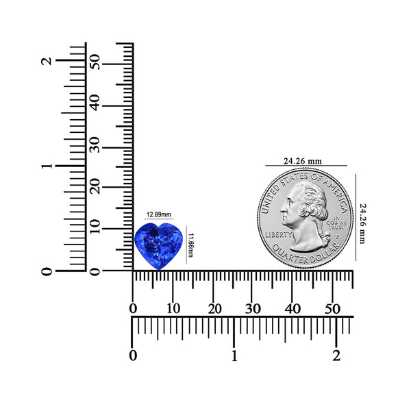 7.62ct Heart Certified AAAA Tanzanite Gemstone 11.66x12.89mm