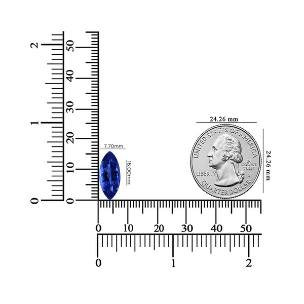 5.03ct Marquise Certified AAAA Tanzanite Gemstone 16.00x7.70mm