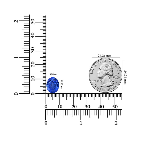 4.30ct Oval Certified AAAA Tanzanite Gemstone 11.80x9.90mm