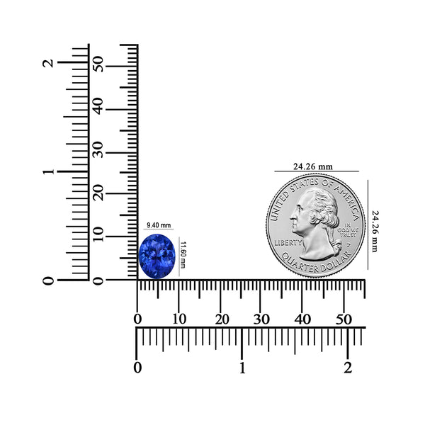 4.01ct Oval Certified AAAA Tanzanite Gemstone 11.60x9.40mm