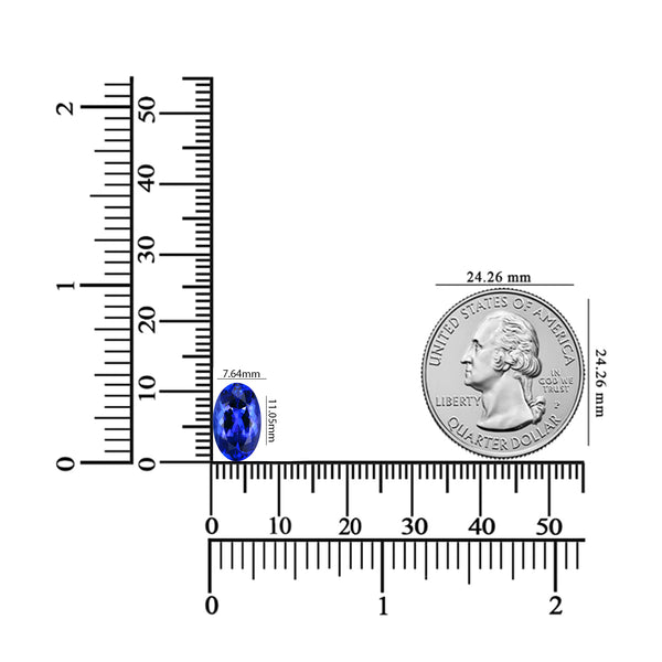 3.14ct AAAA Oval Tanzanite Gemstone 11.05x7.64mm