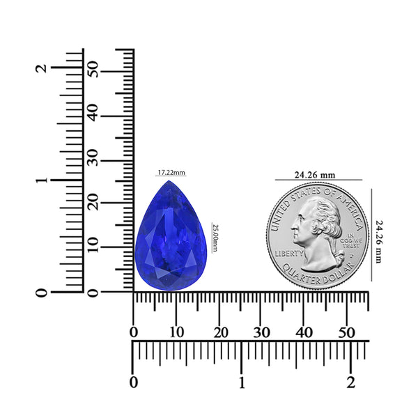 35.03ct Pear Shape AAAA Tanzanite Gemstone 25.00x17.22mm