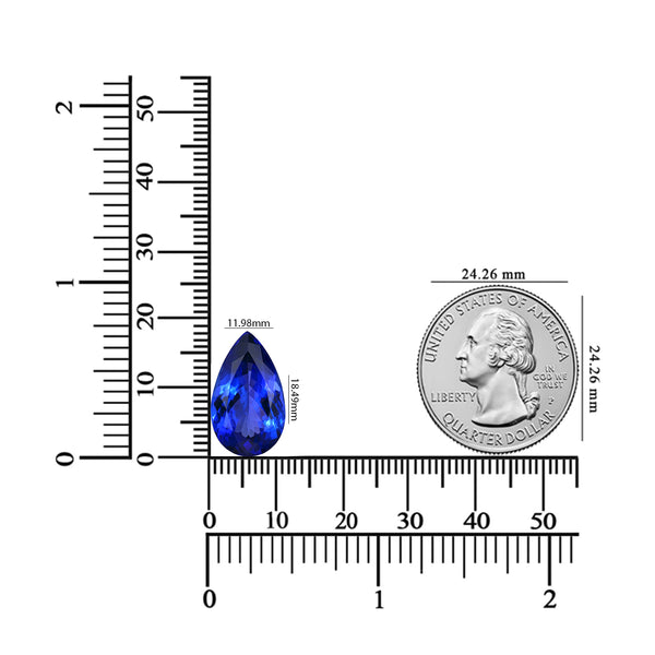 9.98ct Pear Certified AAAA Tanzanite Gemstone 18.49x11.98mm