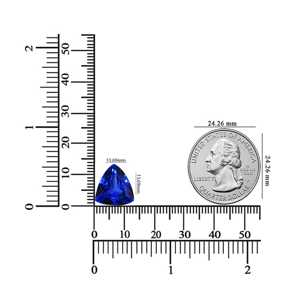 9.00ct AAAA Trillion Tanzanite Gemstone 13.69x13.69mm