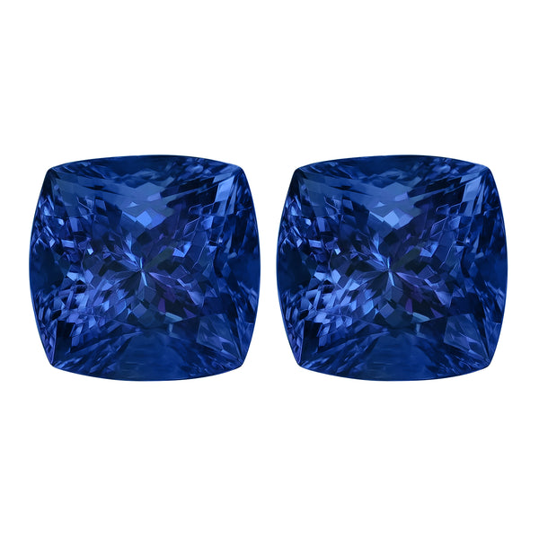 9.21ct AAAA Matched Pair Cushion Certified Tanzanite Gemstone 9.50x9.50mm