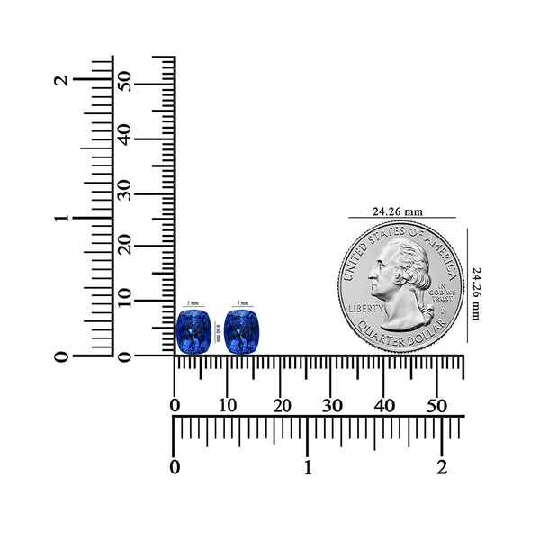 4.80ct AAAA Matched Pair Cushion Certified Tanzanite Gemstone 8.50x7.00mm