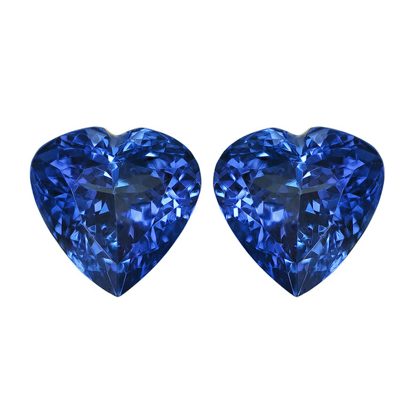 3.80ct AAAA Matched Pair Heart Certified Tanzanite Gemstone 7.80mm